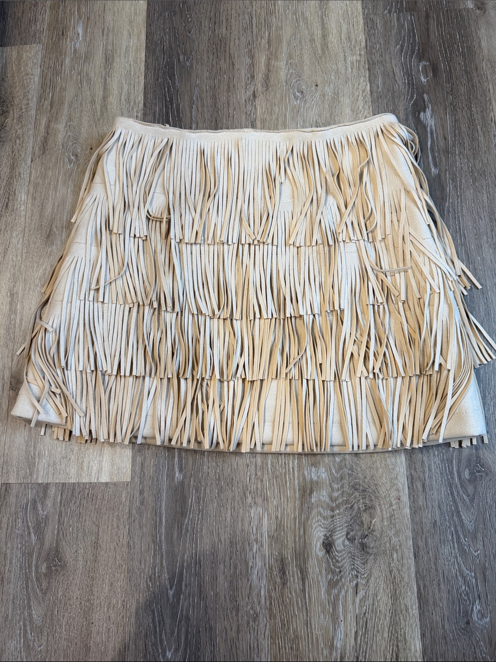 Fringe Tiered Mini Skirt in Cream